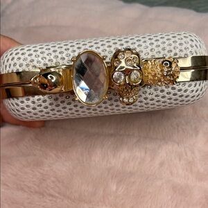 Gold and White Embellished Clutch